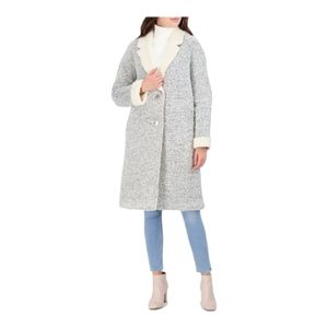 Eliza J Sherpa Gray and White Long  Classic Trench Coat (NWT)